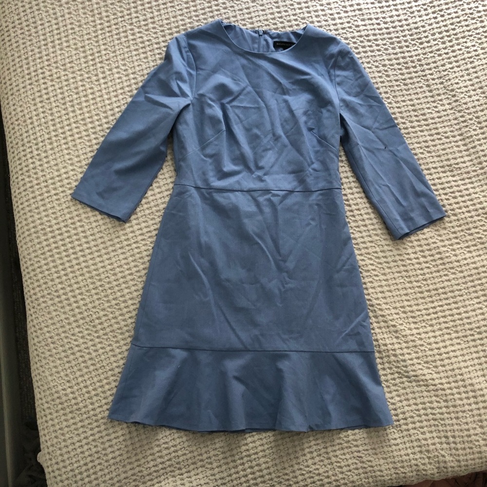 Banana Republic Blue Mid Sleeve Knee Length Dress